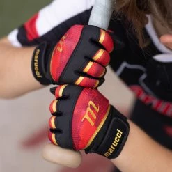 Marucci Foxtrot Tee Ball Youth Batting Glove - Black/Red -Easton Glove Shop MBGFXTR 2 51881